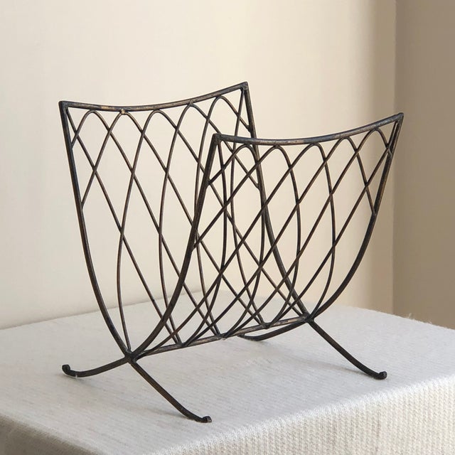 MidCentury Modern Wrought Iron Magazine Rack Chairish
