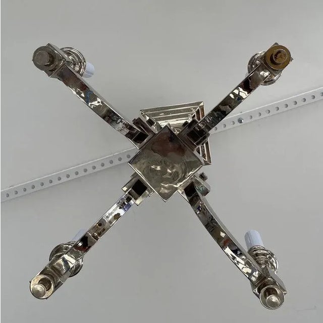 Contemporary 4-Light Nickel Plated Chandelier - elegant modern take on a traditional style - from an oceanside home in the...