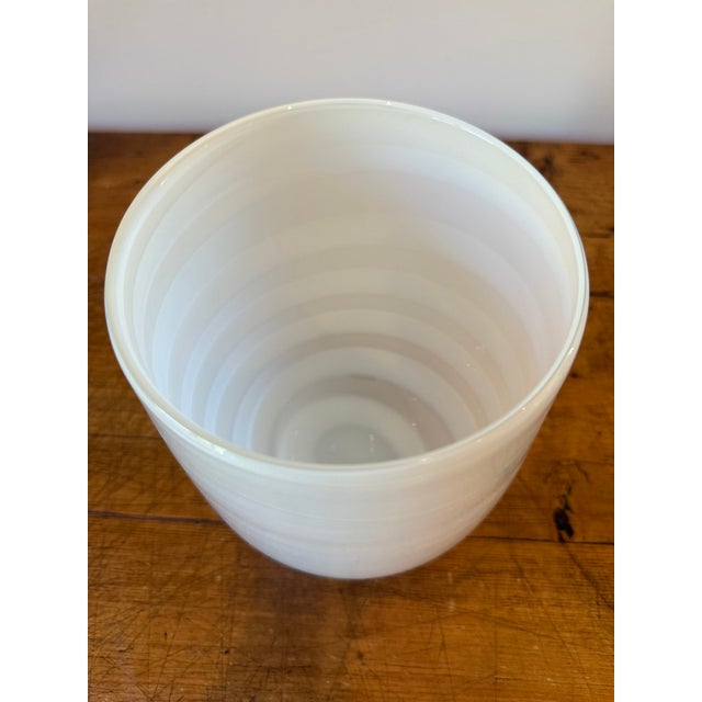 Handblown White & Cream Large Swirled Vase For Sale - Image 4 of 7