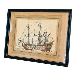 Vintage Framed Nautical Print For Sale
