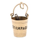 1950s British Hallmarks Champagne Bucket Charm, 9k Yellow Gold, Length 1 In For Sale