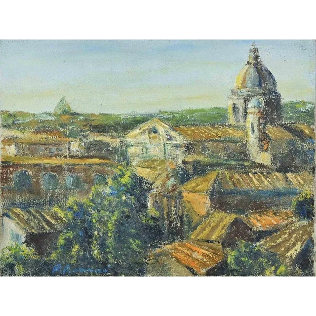 Oil on canvas realized by Pino Romanò (1934) in 1990s. Hand signed. Titled on rear. Excellent condition. This piece is...