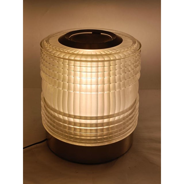Silver Glass Fresnel Table Lamp from Oluce, Italy 1960s For Sale - Image 8 of 11
