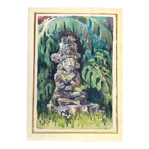 1970’s Original Impressionist Watercolor Painting “Jungle God”