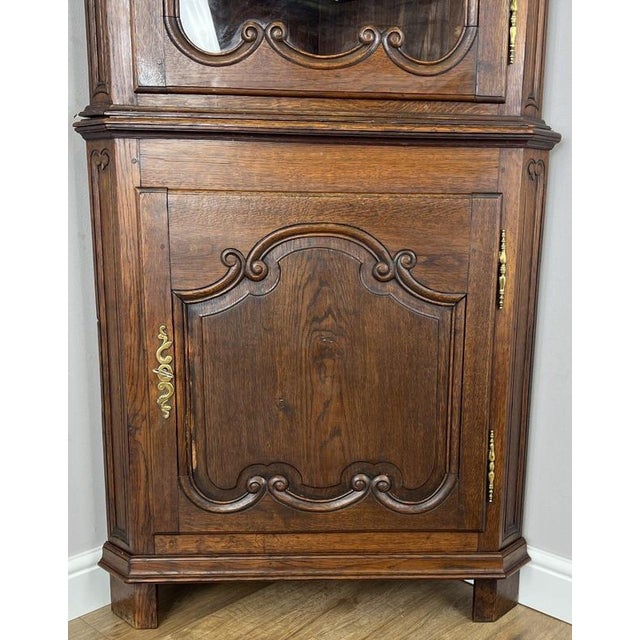 Wood Vintage French Oak Display Cabinet For Sale - Image 7 of 9