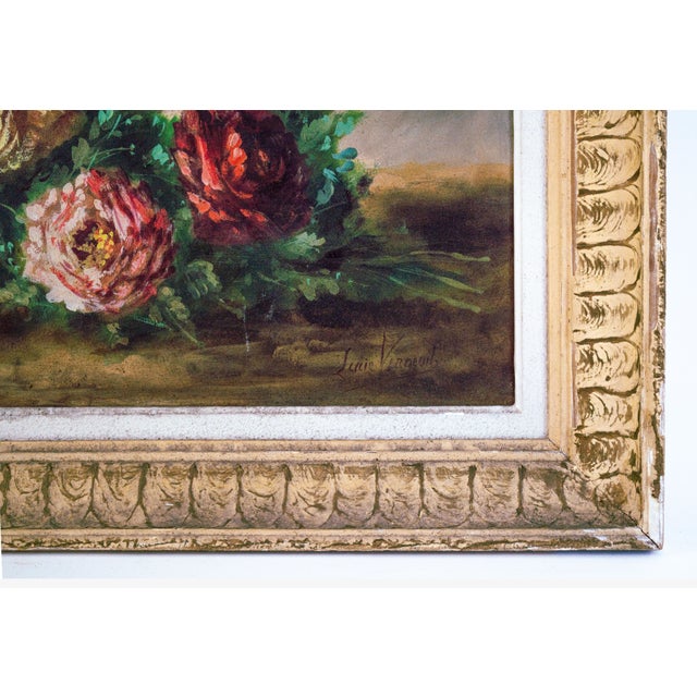 Framed Oil on Canvas | Circa 1920 | Lucie Verneuil A vibrant still life by French artist Lucie Verneuil, featuring a lush...