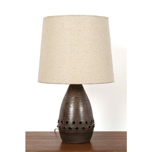 Brown Danish Ceramic Table Lamp For Sale - Image 8 of 8