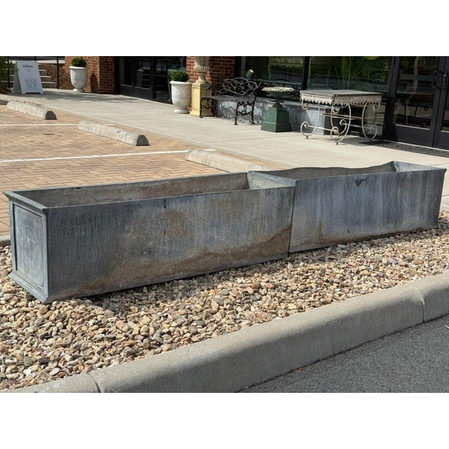 Industrial Early Large Zinc Planters - Set of 2 For Sale - Image 3 of 8