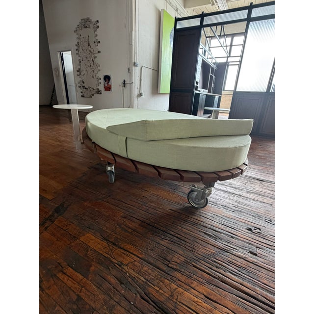 Custom Palms Hotel Las Vegas Daybed – Sculptural Oval Form With Integrated Side Tables & Caster Base For Sale - Image 14 of 16