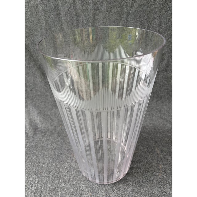 Large Vintage Clear Ethed Crystal Vase For Sale - Image 11 of 18
