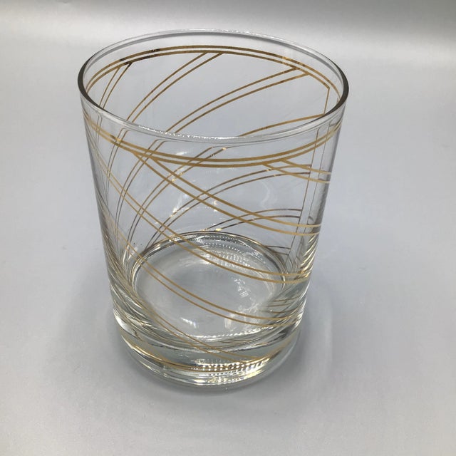 Gold Spiral Striped Culver Lowball Glasses - Set of 4 For Sale In Sacramento - Image 6 of 13