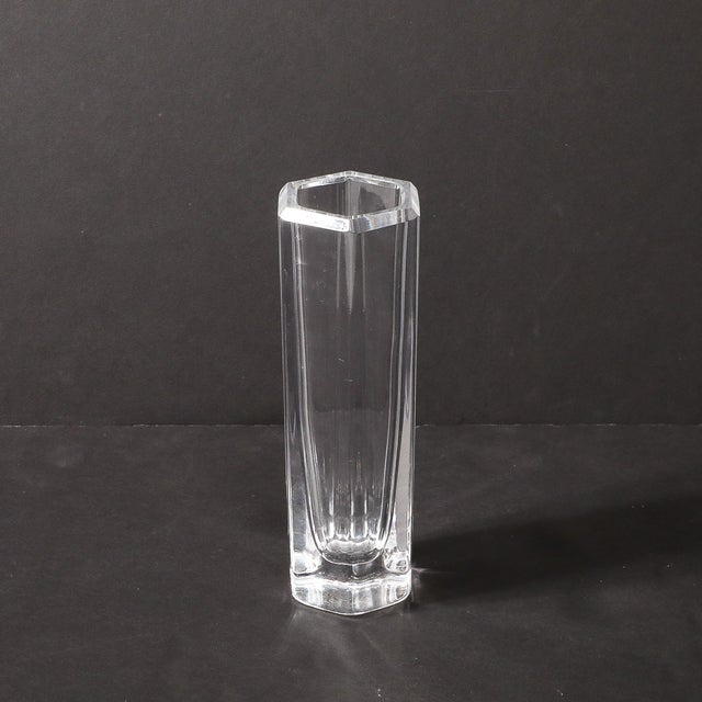 Mid-Century Modern Hexagonal Crystal Vase Signed Bengt Edenfalk for Royal Krona For Sale - Image 4 of 17