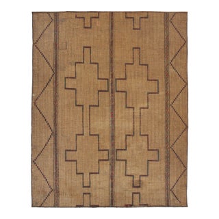 Vintage Moroccan Tuareg Mat With Bold Tribal Designs in Beige & Red - Rug & Kilim For Sale