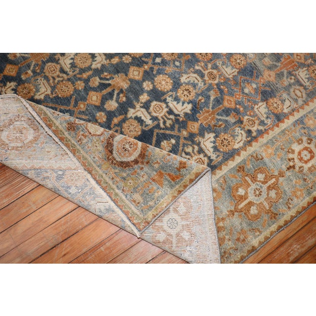 Sky Blue Early 20th Century Accent Persian Malayer Rug - 4'3" x 5'11" For Sale - Image 8 of 9