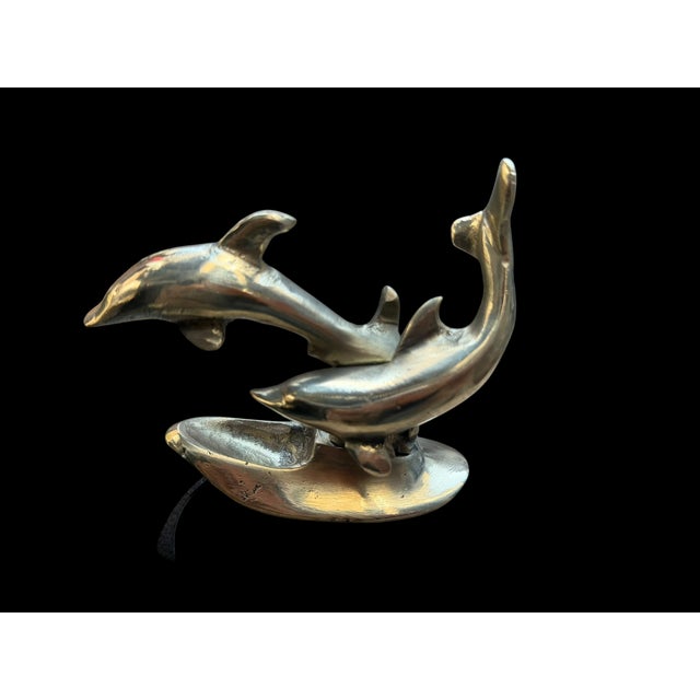 Brass Handmade Brass Dolphin Desk Sculpture For Sale - Image 8 of 9