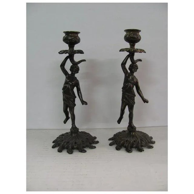 Art Nouveau 1910s Small Art Nouveau Candlesticks - A Pair For Sale - Image 3 of 7
