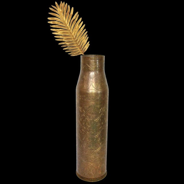 Ww2 Military Authentic Egyptian Scroll Etched Artillery Shell Casing Inscribed Art Deco For Sale - Image 11 of 12