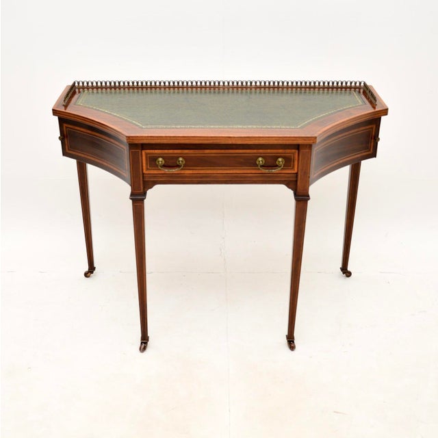 Antique Edwardian Writing Table with Leather Top, 1900s For Sale - Image 11 of 11
