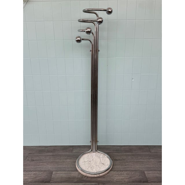 Vintage Italian Coat Hanger in Chromed Steel and Marble Base, 1970s For Sale - Image 14 of 14