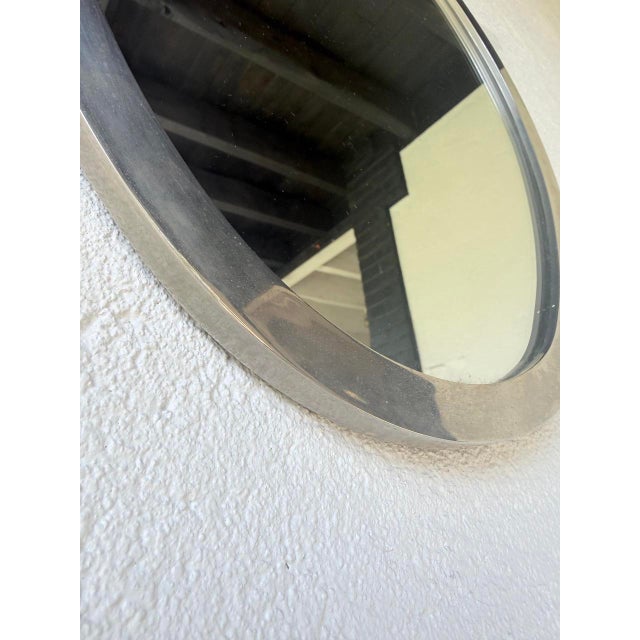 Oval Silver-Plated Metal Mirror, 1950s For Sale - Image 15 of 18