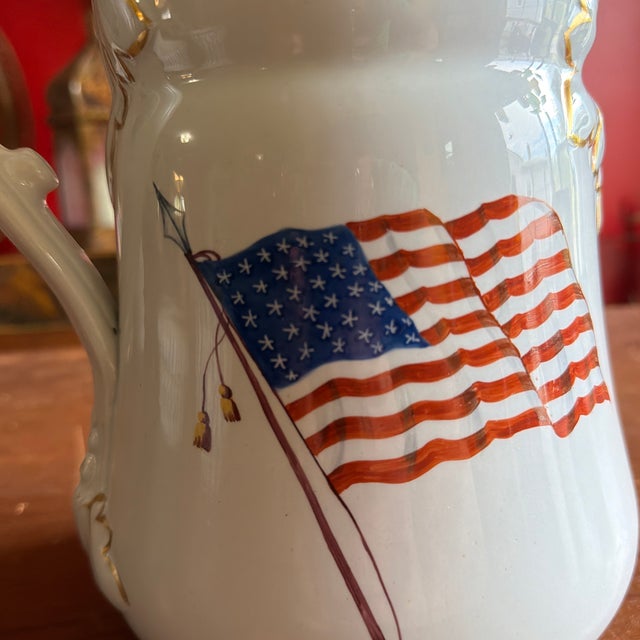 Rare Antique White Ironstone Pitcher With 36-Star American Flag, John Maddock & Son, Circa 1864 For Sale - Image 4 of 12