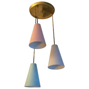Mid Century Modern Graduated Pastel Cone Cluster Pendants by Lightolier