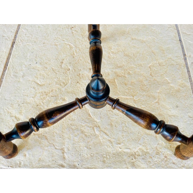 Brown Turned Walnut Tripod Stool For Sale - Image 8 of 18