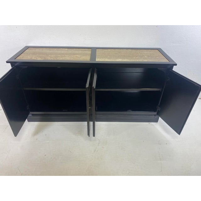 Hollywood Regency Dorothy Draper Hollywood Regency Espana Four-Door Marble Top Credenza. For Sale - Image 3 of 10