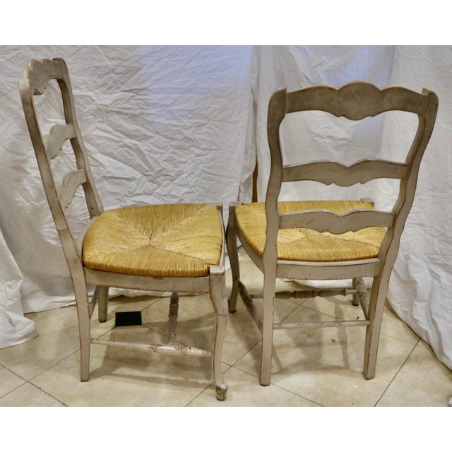 Country French Hand Carved Dining Chairs With Rush Seats