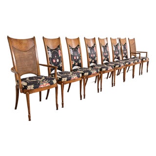 William Doezema for Mastercraft Mid-Century Modern Hollywood Regency Burl Wood Dining Chairs, Set of Eight For Sale