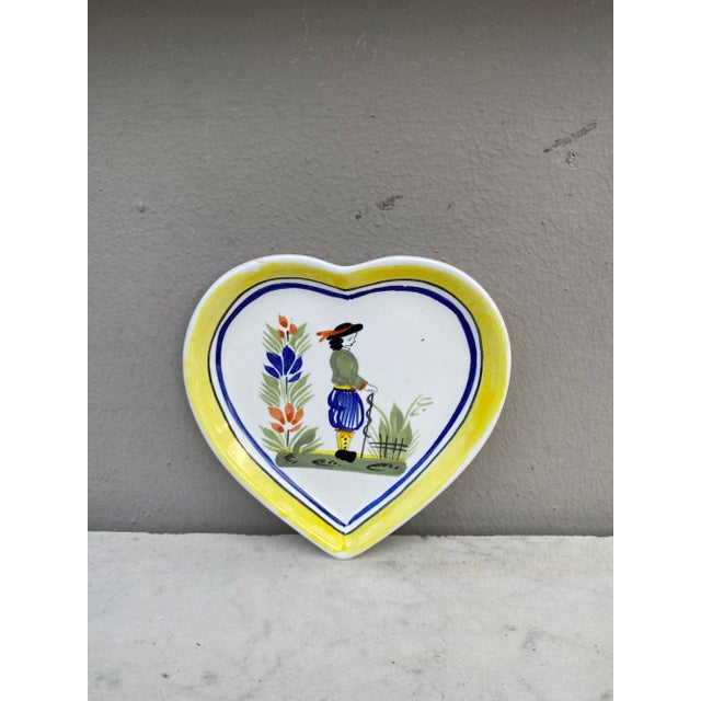French Miniature Quimper Heart Plate Circa 1950.