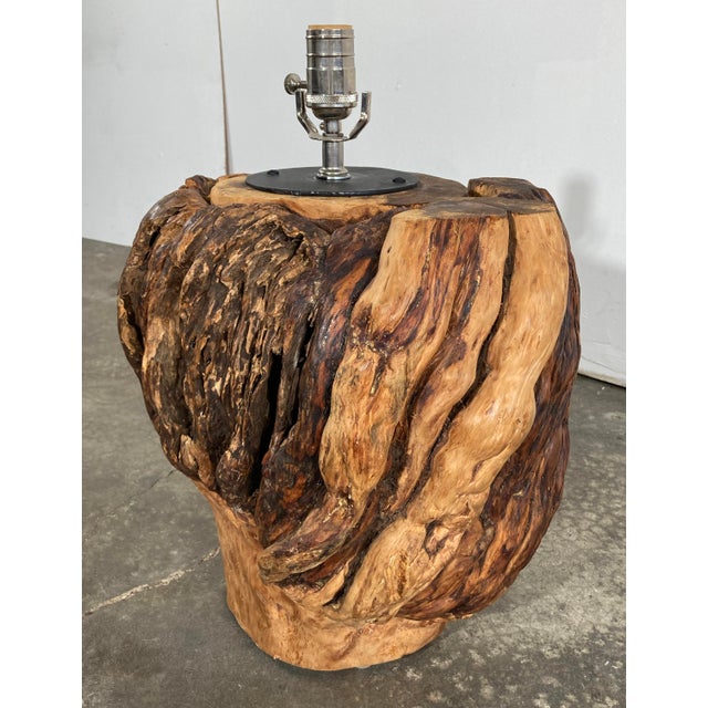 Vintage Knotty Burled Wood Table Lamps, a Pair For Sale - Image 14 of 15