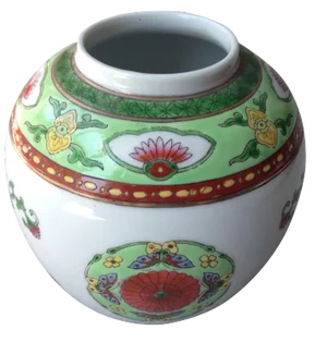 Vintage Enamel Porcelain Ginger Jar