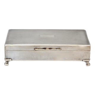 Mid-Century English Silverplate Cigarette Box For Sale