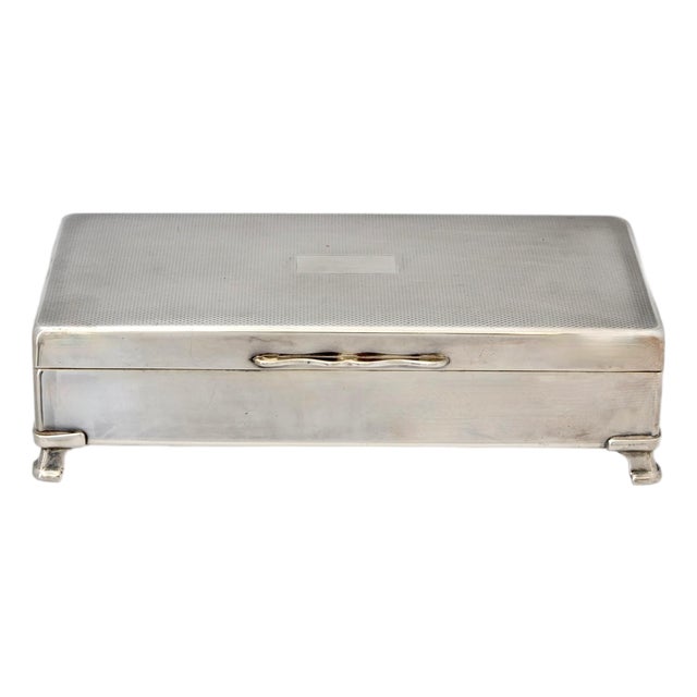 Mid-Century English Silverplate Cigarette Box For Sale