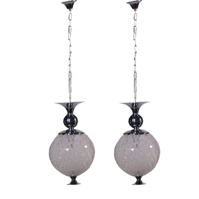 Chromed Metal and Glass Lamps, Italy, 1960s, Set of 2 For Sale