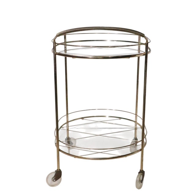 Mid 20th Century Mid Century Hollywood Regency Rolling Bar Serving Cart For Sale - Image 5 of 12