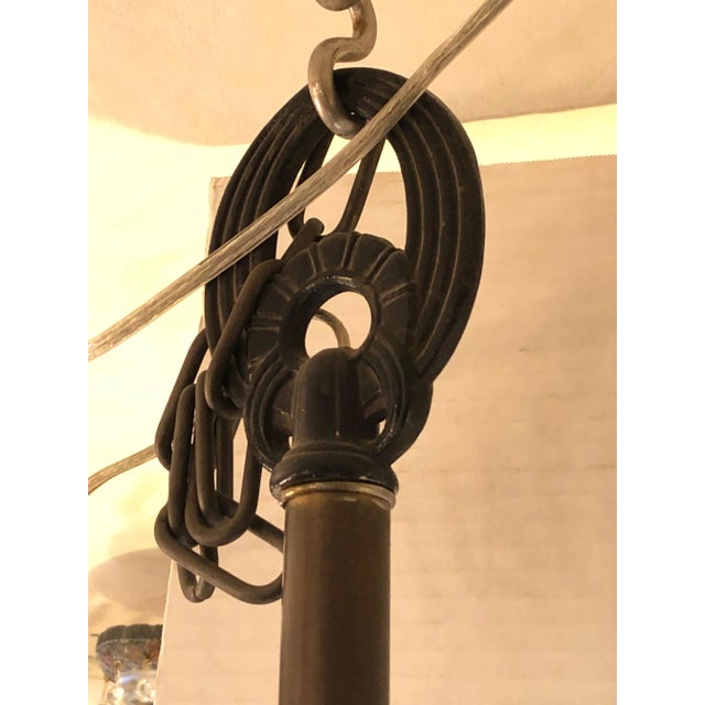 Silver 1940s Art Deco Chrome and Art Glass Pendant Chandelier For Sale - Image 8 of 12