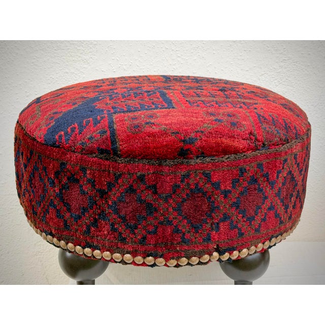 2020s Pair Gorgeous Ottomans / Stools Upholstered in Vintage Persian Rug For Sale - Image 5 of 8