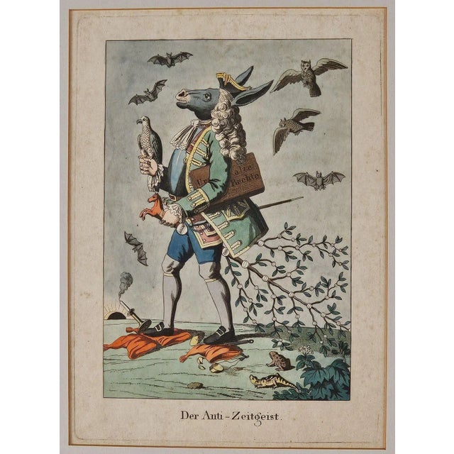 An early 19th-century German political cartoon about aristocracy trying to suppress free speech in press and universities,...