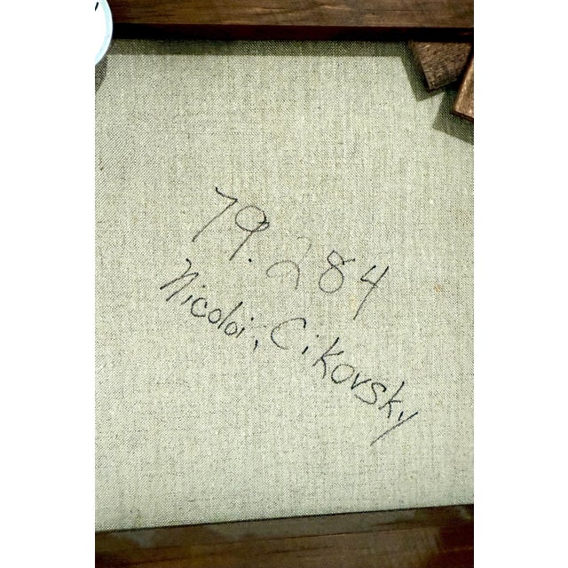 Nicolai Cikovsky, Large Modernist Oil Painting Wild Flowers in Vase WPA Artist Nicolai Cikovsky For Sale - Image 10 of 18