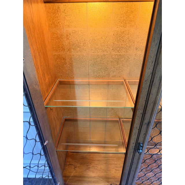 1970s Henredon Walnut Lighted China Cabinet 3-Door French Provincial Style For Sale - Image 13 of 16