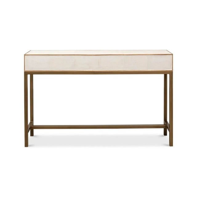 Modern Osprey White Leather Wrapped Console For Sale - Image 4 of 12