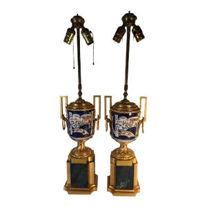 Early 19th Century Japanese Arita Vases as Lamps - a Pair