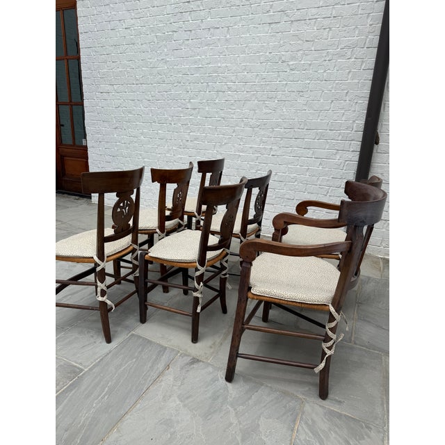 Set of 7 Antique Directoire Chairs For Sale - Image 4 of 14