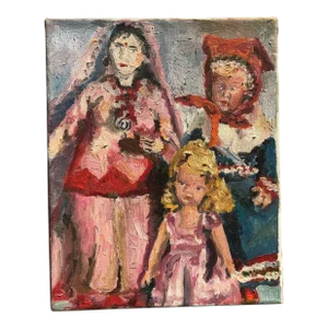 Vintage Dolls in European Folk Costumes Oil Painting