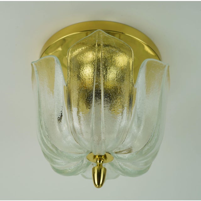 1970s Model A475 3031 Flush Mount with Flower-Shaped Glass Shade from Glashütte Limburg, 1970s For Sale - Image 5 of 16