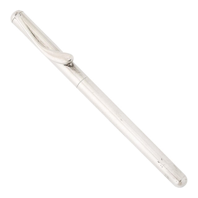 Modernist Sterling Silver Ballpoint Pen W/ Sculptural Clip Signed Tiffany & Co. For Sale