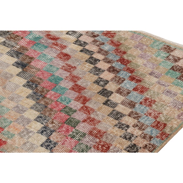 Vintage Zeki Müren Rug in Polychrome Geometric Pattern, From Rug & Kilim For Sale In New York - Image 6 of 7