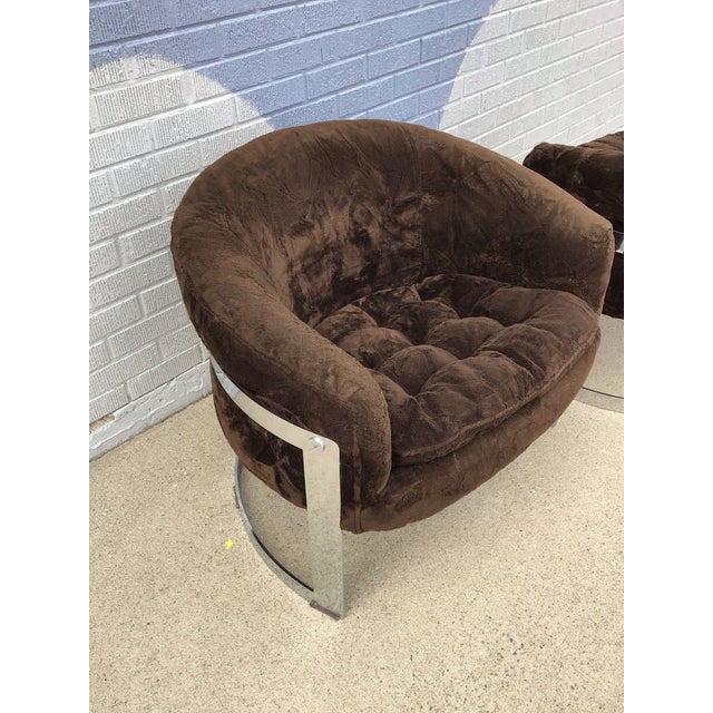 Milo Baughman Style Tub Lounge Chairs, Pair, Circa 1970s For Sale - Image 11 of 12